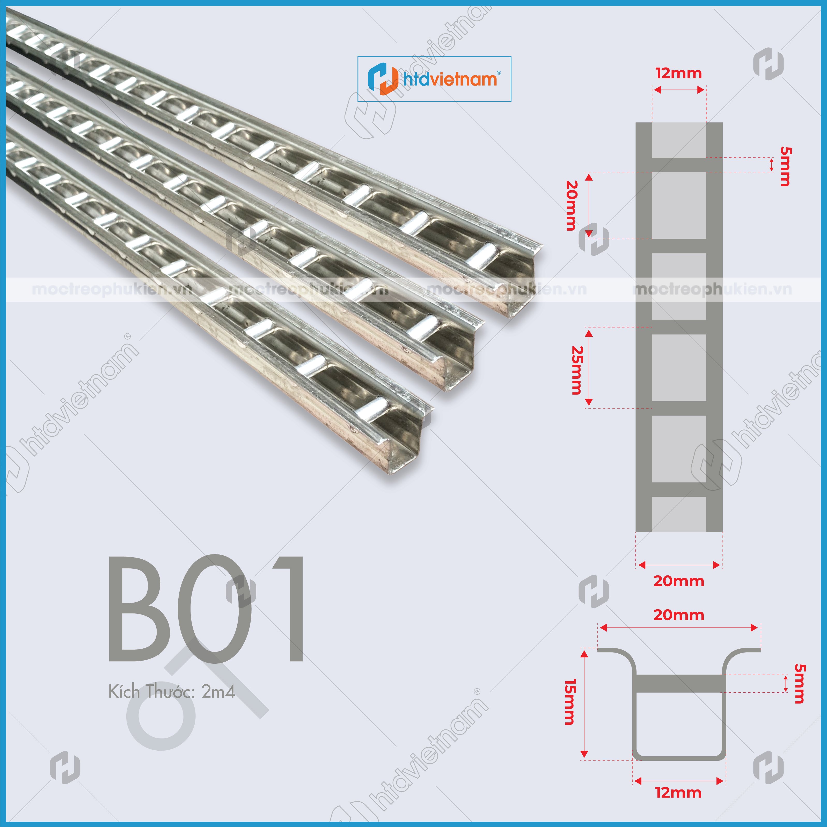 Thanh ray gắn tường inox chuyên cho shop thời trang HTD-B01