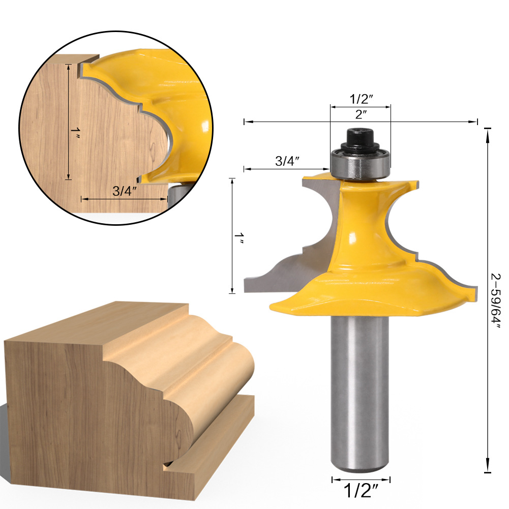 Bộ 2 mũi phay gỗ cắt tỉa họa tiết , phào chỉ, ghép nan cửa