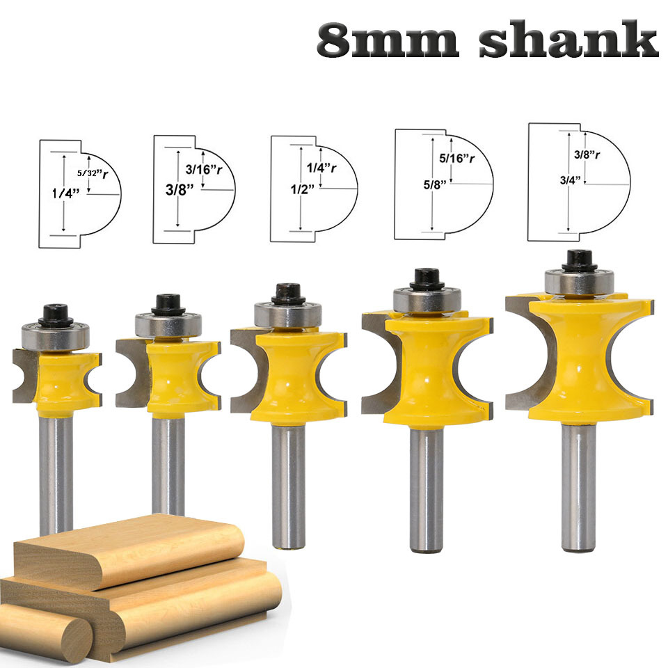 Bộ 5 mũi phay gỗ bán nguyệt cốt 8MM