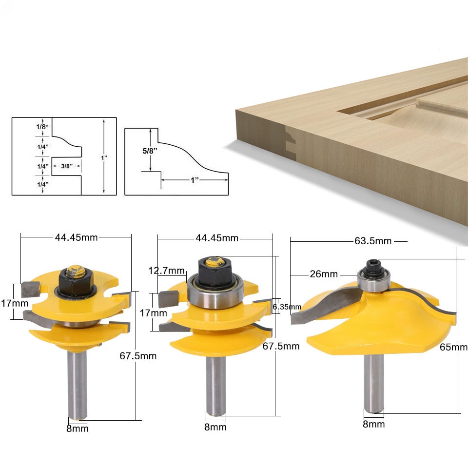 mũi phay đục lỗ, khoét lỗ mộng cốt 8MM