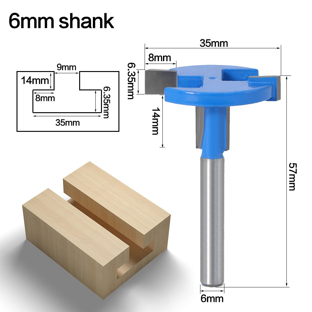 Mũi phay cắt rãnh chữ T cốt 6.35MM màu xanh