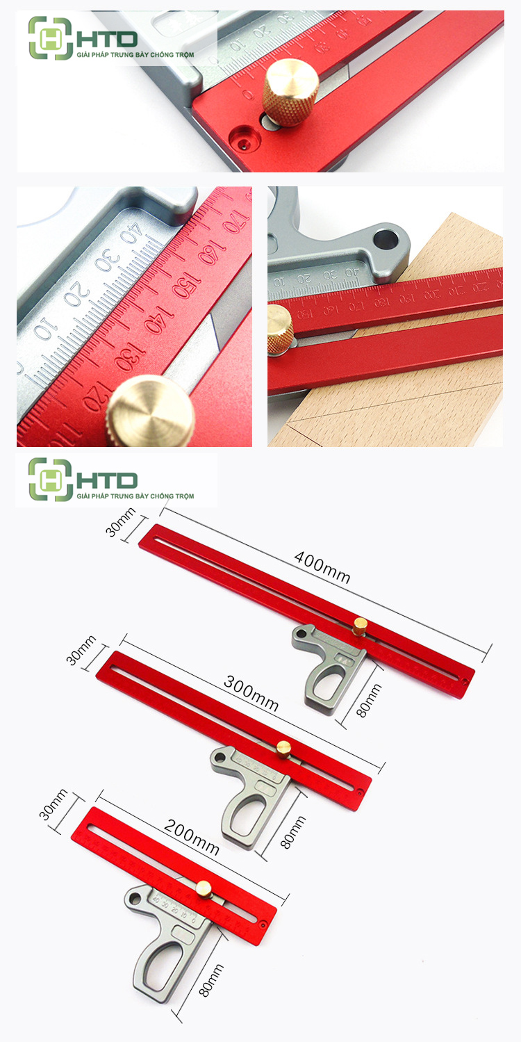 Thước đo có thanh trượt dạng chữ L có lỗ đánh dấu