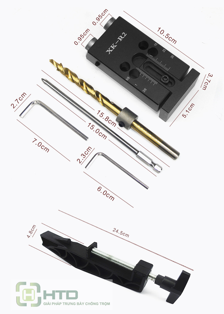 Bộ cữ tạo lỗ vát góc, định vị lỗ xiên trên gỗ bắt vít