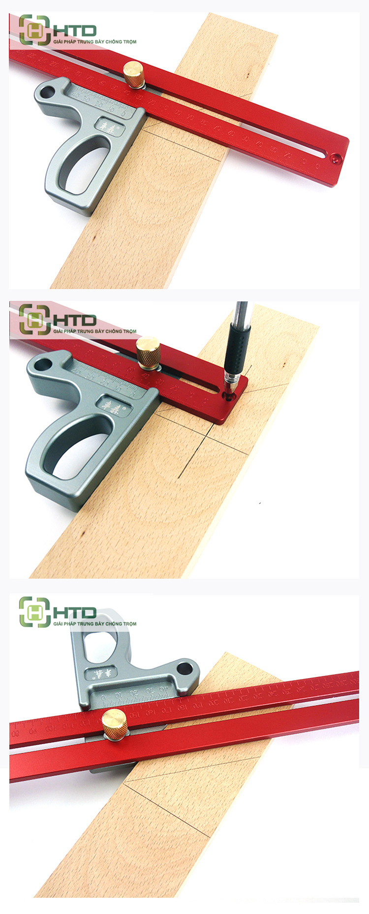 Thước đo có thanh trượt dạng chữ L có lỗ đánh dấu