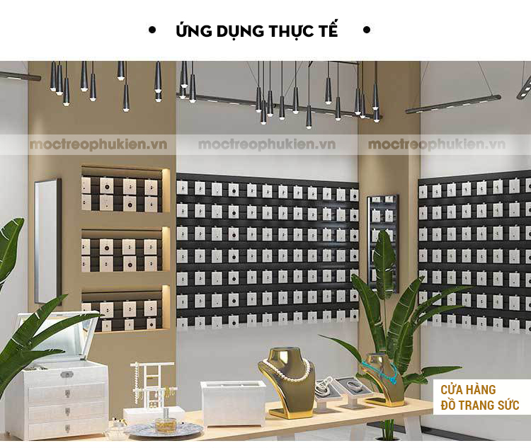 Tấm rãnh nhựa PVC cài móc treo hàng trưng bày