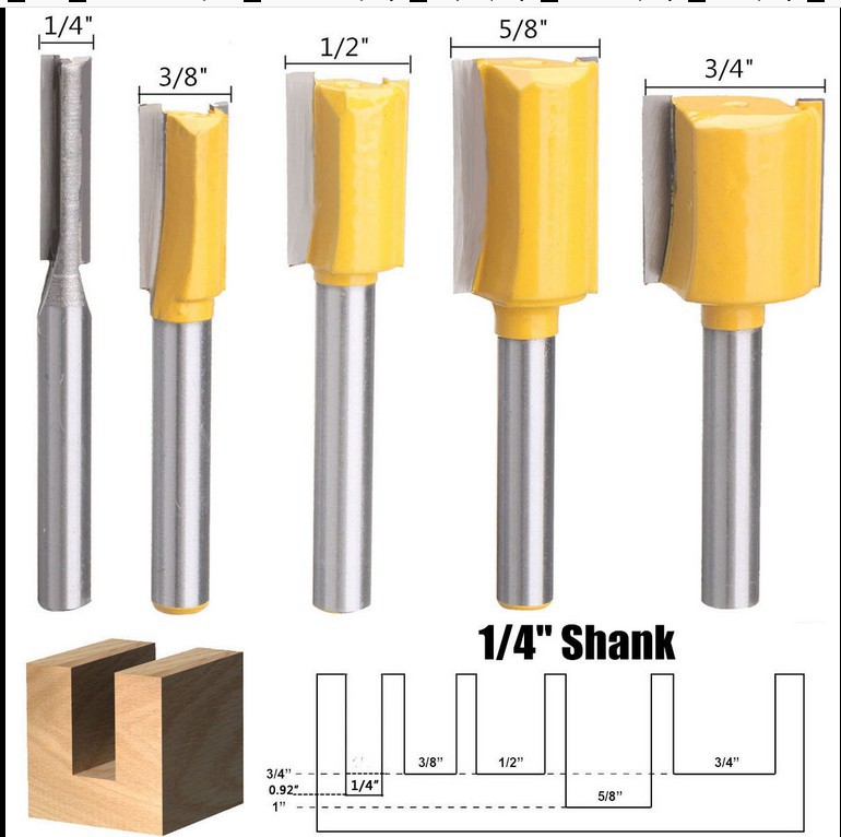 Bộ 5 mũi phay cắt rãnh cốt 6.35mm