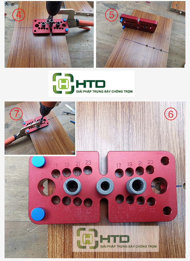 Bộ cữ khoan ốc cam và chốt gỗ