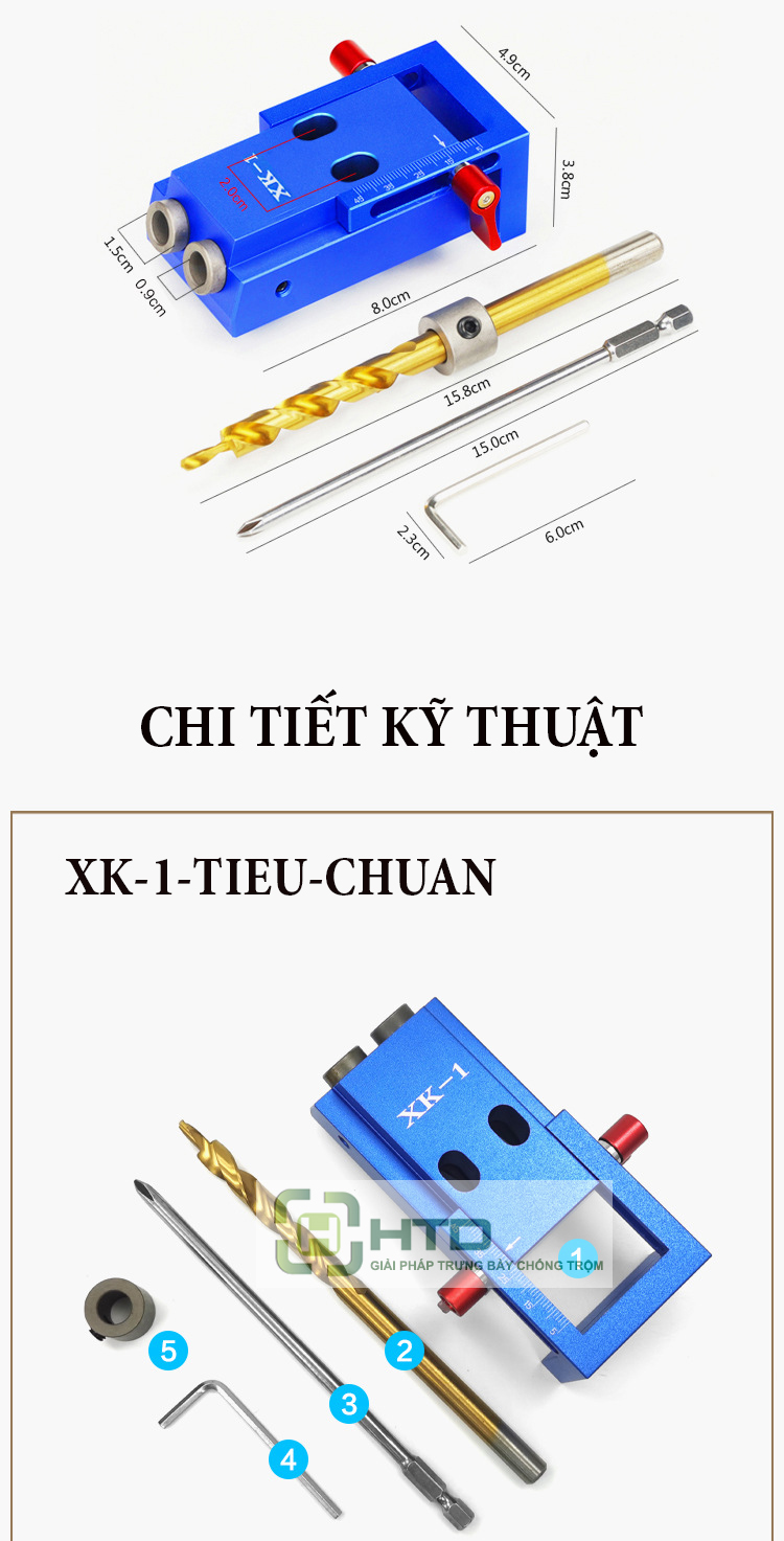 Bộ cữ khoan lỗ vít xiên, định vị khoan lỗ xiên trên gỗ