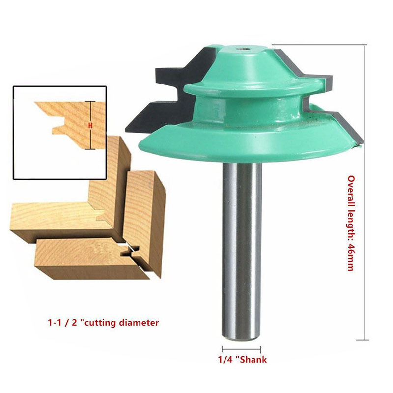 Mũi phay gỗ cắt rãnh 45 độ, ghép góc vuông, ghép hộp màu xanh