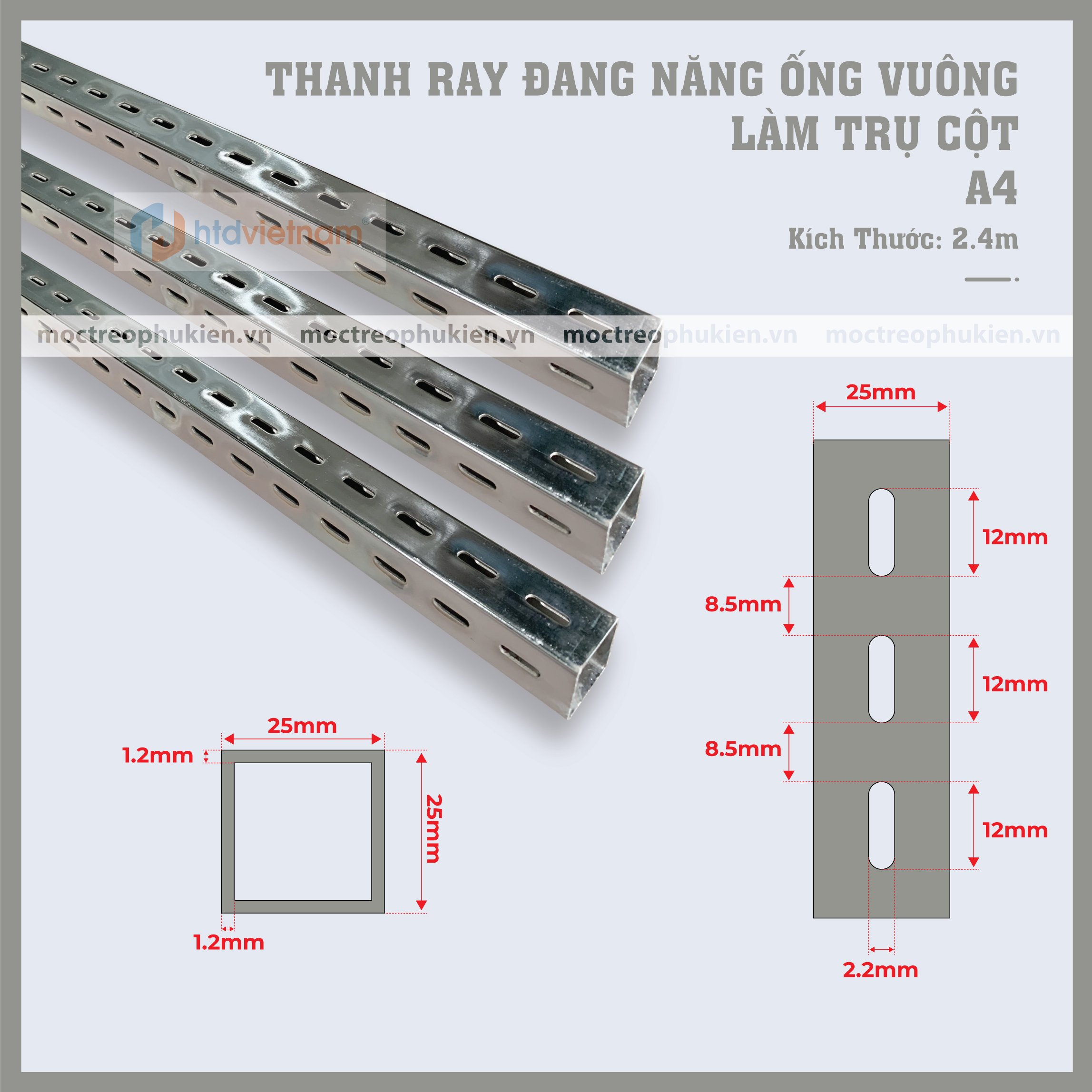 thanh ray gắn tường hộp vuông a4