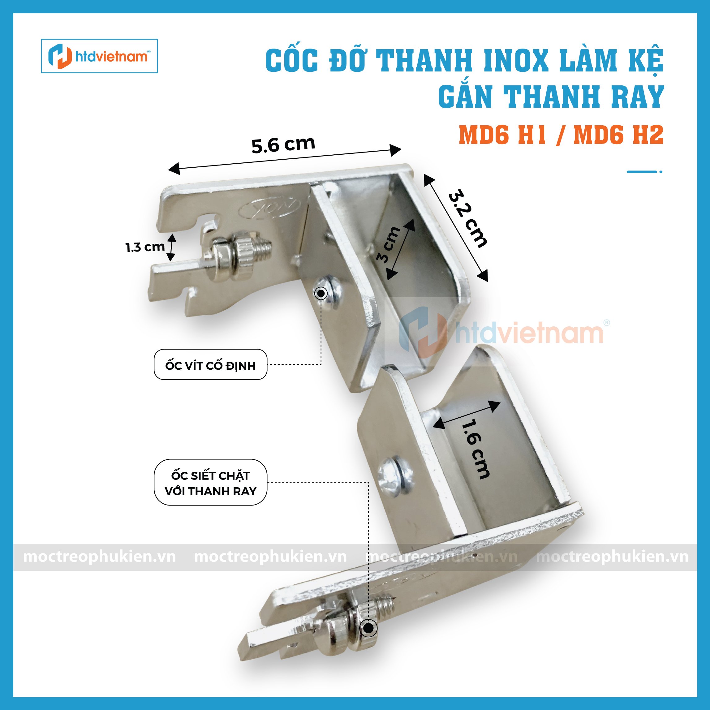 cốc đỡ thanh inox