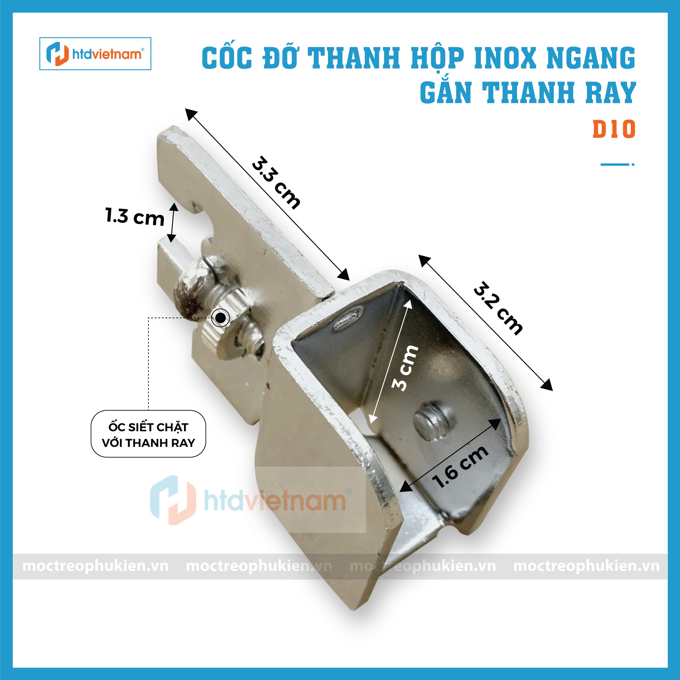 cốc đỡ thanh inox ngang