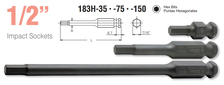 Mũi lục giác, koken 183H.75, Koken 183h.150, mũi vặn vít lục giác