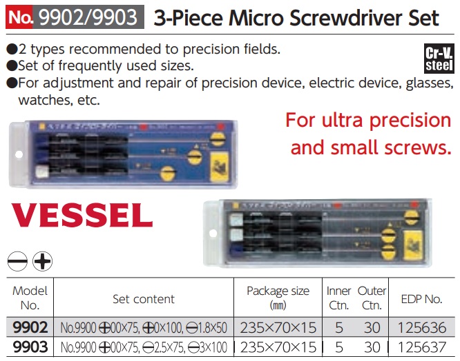Bộ tô vít Vessel, Vessel 9902, Vessel 9903