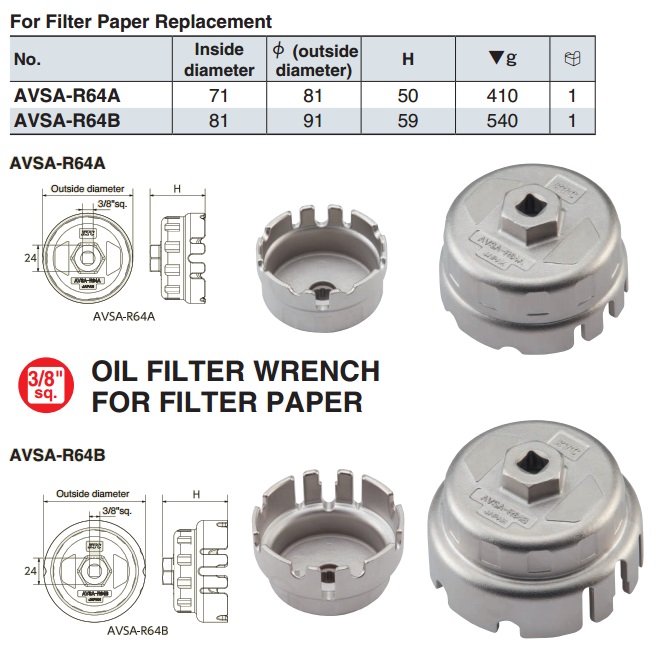 Bát tháo lọc giấy dùng trên Toyota, KTC AVSA-R64B, AVSA-R64A