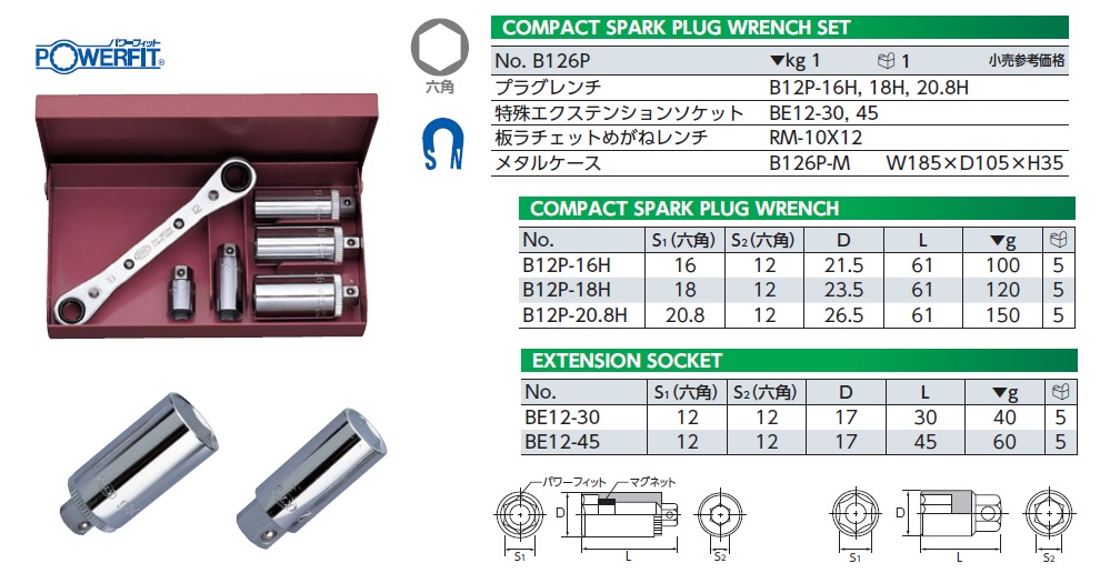 Bộ tuýp mở bugi KTC, KTC B126P, tuýp tháo bugi KTC