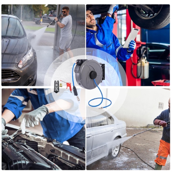 Cuộn dây hơi tự rút cho tiệm rửa xe, sửa xe