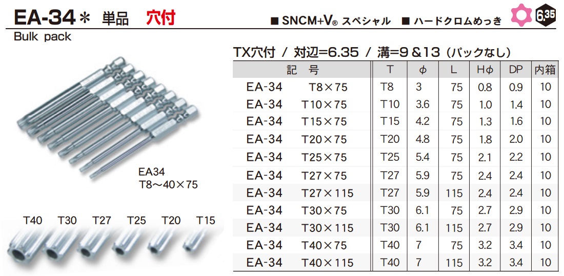 Mũi bit sao, mũi bits hoa thị, EA-34 Eight, bit sao T8-T40