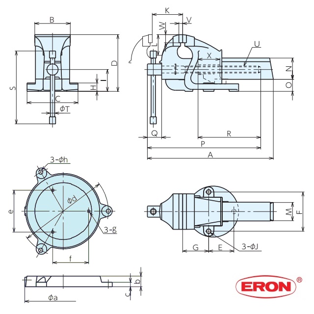Êtô cơ khí, ê tô nguội, Eron LEAD100, ê tô Nhật nhập khẩu 