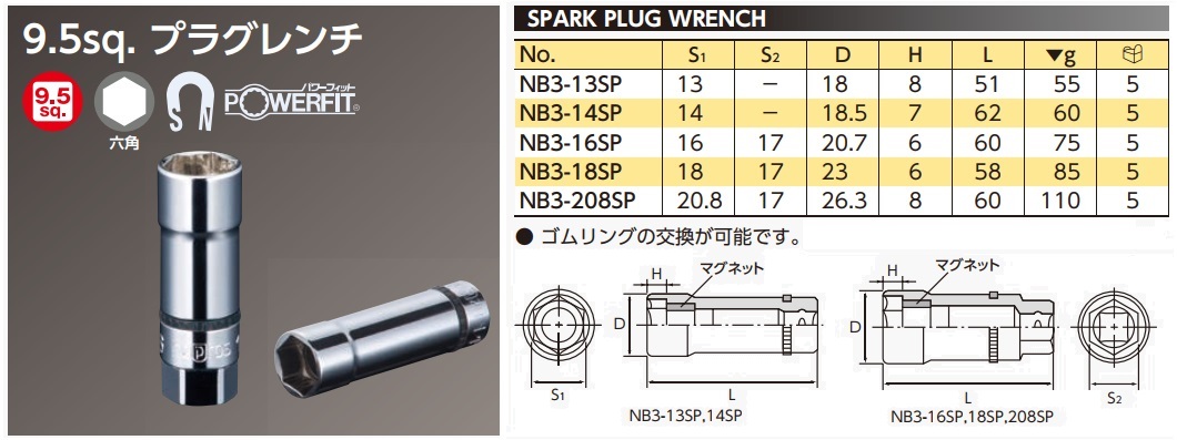 Khẩu tuýp mở bugi Nepros, Nepros NB3-16SP, NB3-18SP, Nepros NTB305SPA