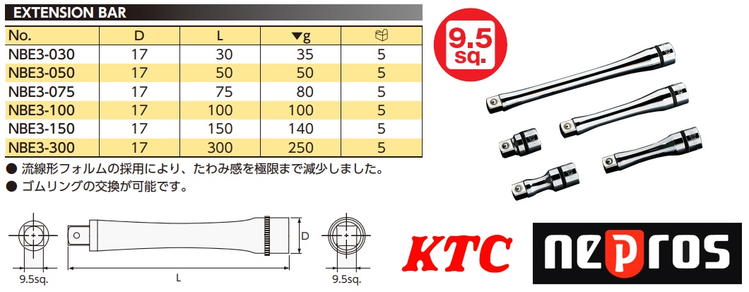 Thanh nối dài KTC Nepros, Nepros KTC, NBE3-075, NBE3-100