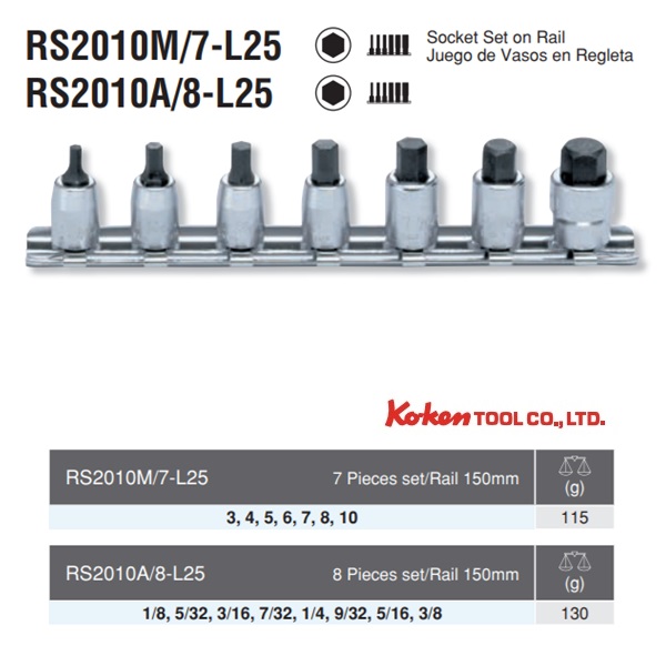 Bộ đầu khẩu lục giác, Bộ lục giác Koken, Koken RS2010M/7-L25