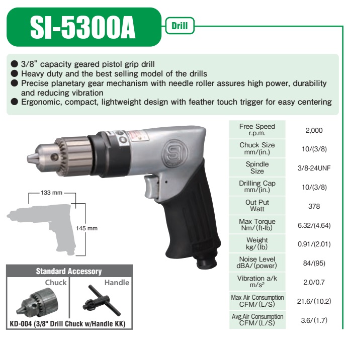 Máy khoan nhập khẩu, Shinano Si-5300A, máy khoan dùng mũi 10mm