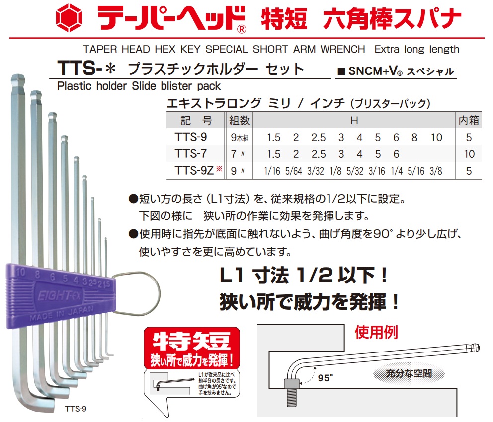 Bá» lục giác nháºp khẩu Eight TTS-9, bá» lục 9 cỡ, bá» lục dùng cho khe hẹp