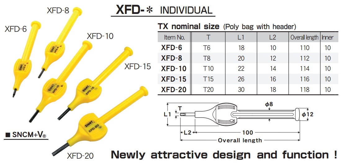 Eight XFD, tay vặn mũi sao XFD, mũi hoa thị XFD
