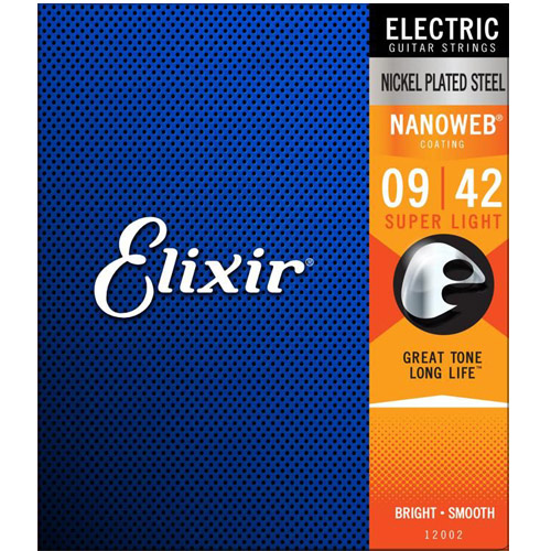 Bộ Dây Đàn Guitar Điện Elixir Electric Strings 12002 (Cỡ 9-42 - Nikel Plated Steel - Phủ lớp Nanoweb cao cấp)