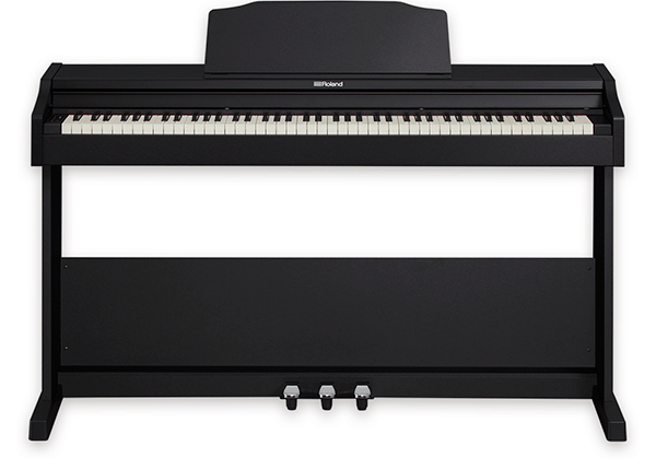 The front of the rpland rp102 electric piano is black