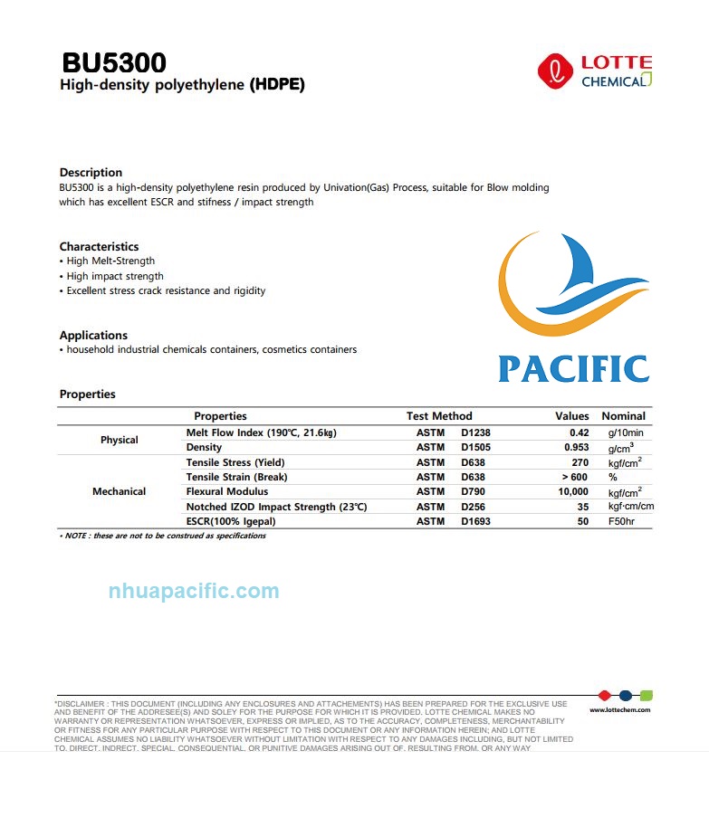 HDPE Bu5300 ( Lotte)