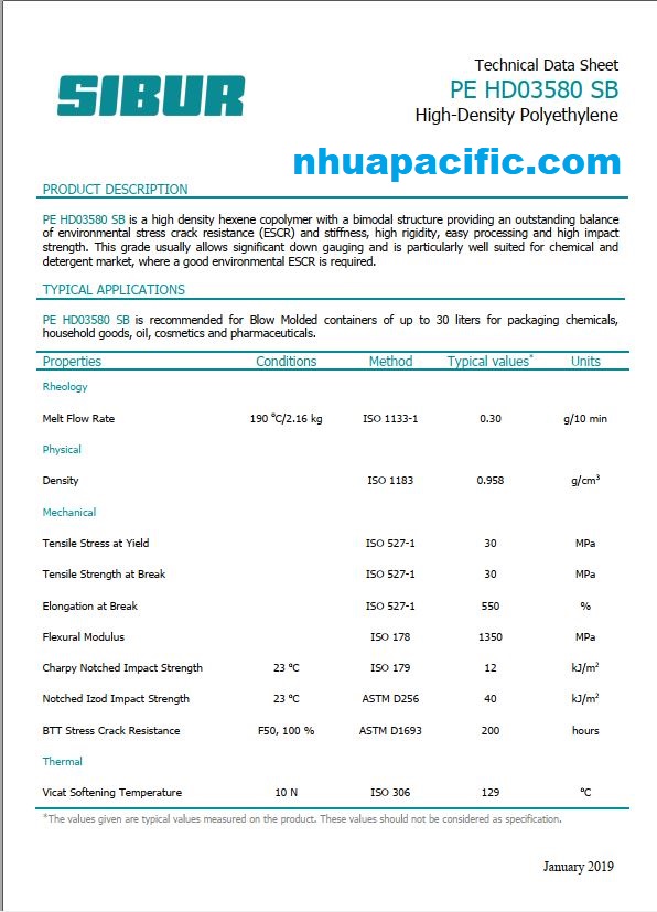 HDPE HD03580 SB (Sibur - Nga)