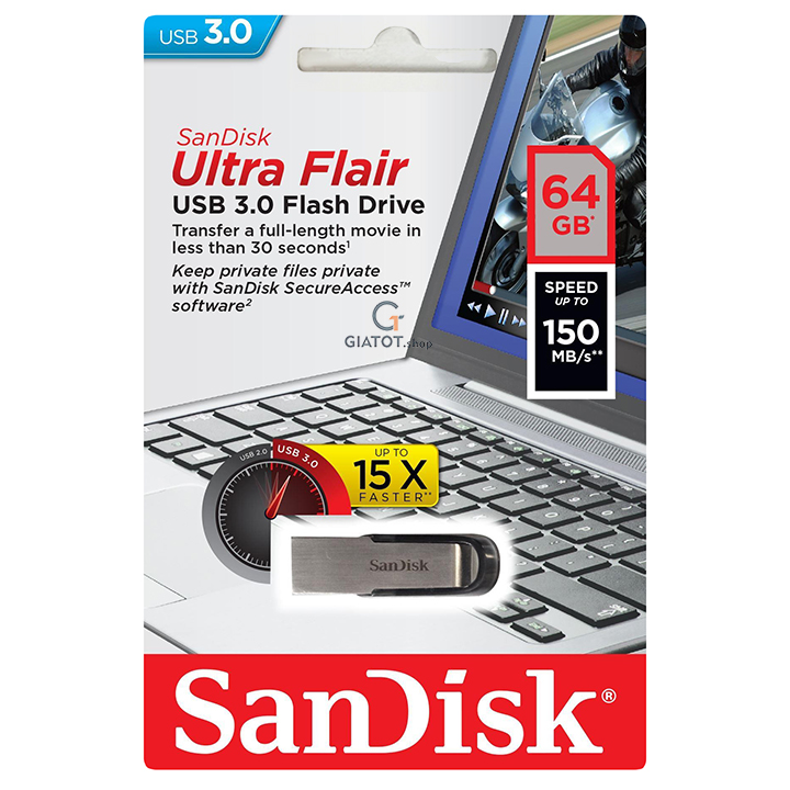 USB 3.0 Sandisk Ultra Flair 64GB 150mb/s  (Chính hãng)