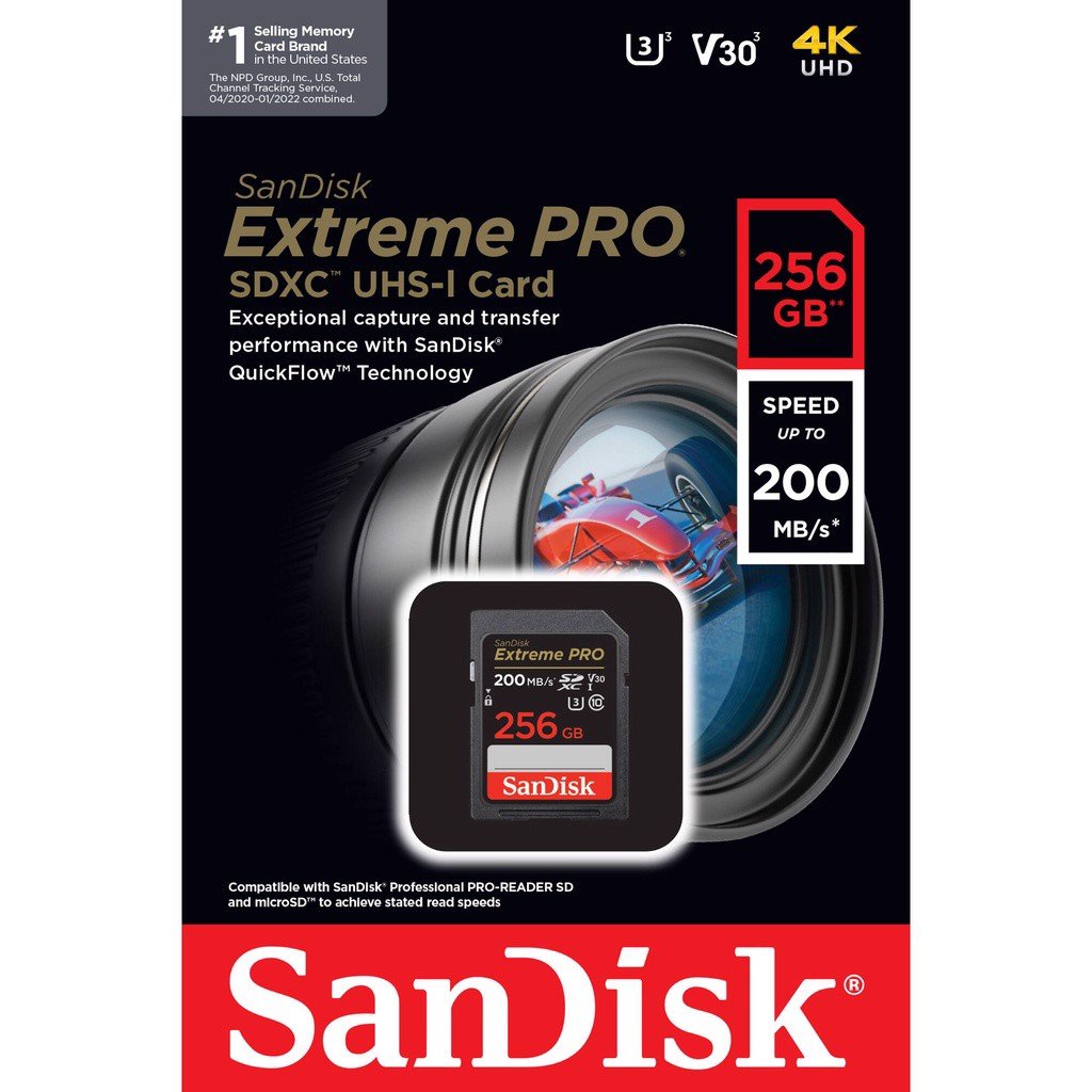 Thẻ nhớ SDXC Sandisk Extreme PRO 256GB 200mb/s (Chính hãng)