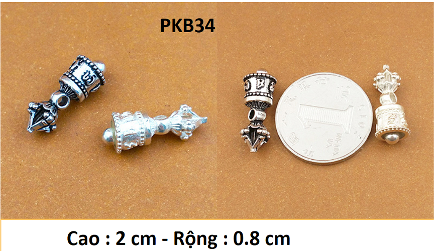 PHỤ KIỆN CHARM BẠC CHUÔNG CHÙY KIM CANG - PKB34