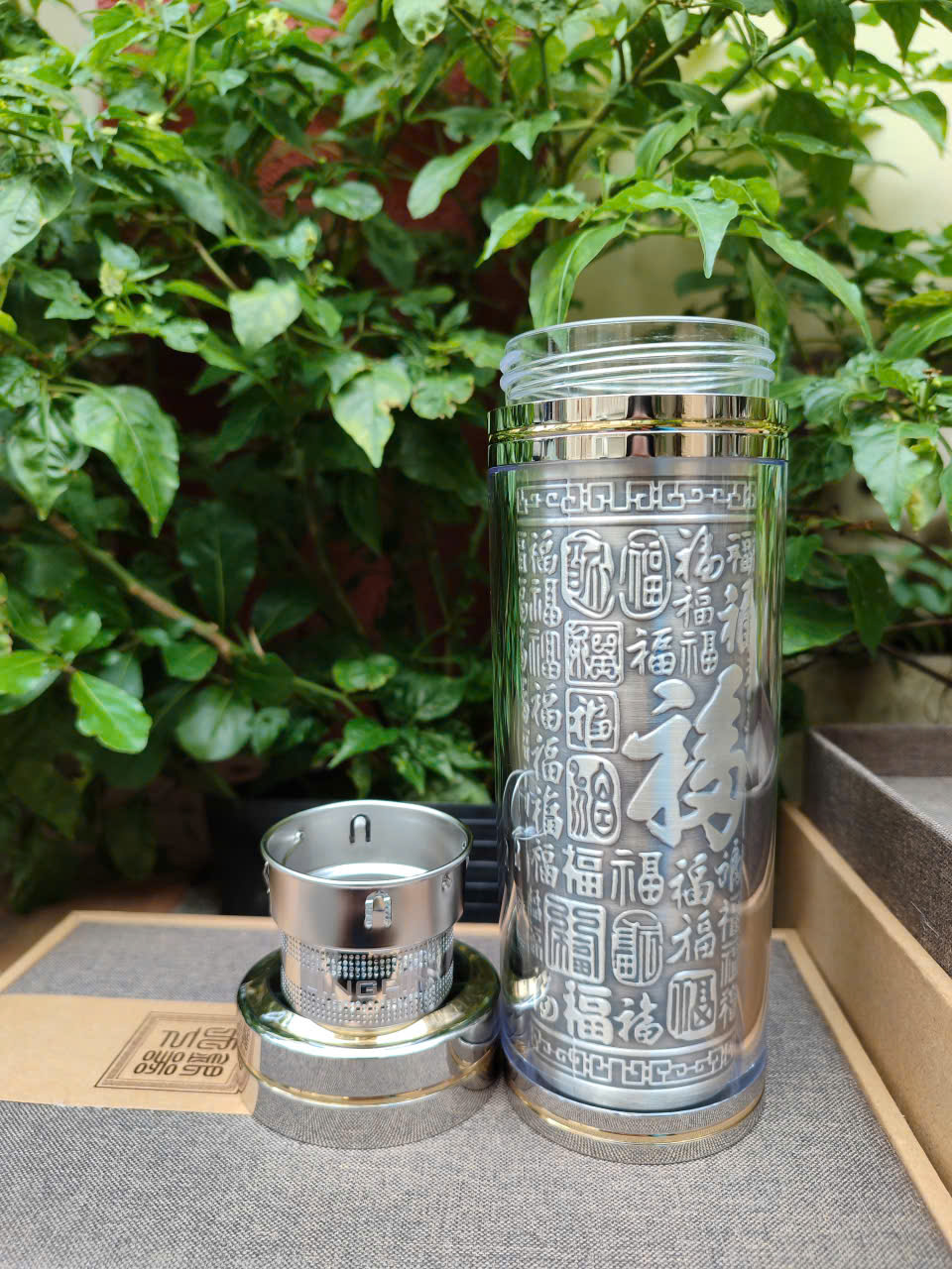 BÌNH NƯỚC KHẮC BÁT NHÃ TÂM KINH / BÁCH PHÚC - BUN001