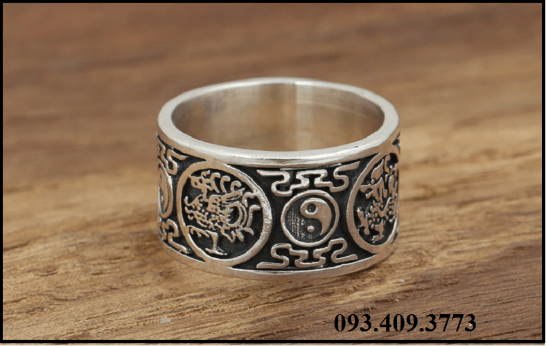 NHẪN KHẮC TỨ LINH - VÒNG TRÒN BÁT QUÁI - NH161
