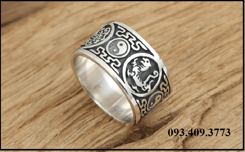NHẪN KHẮC TỨ LINH - VÒNG TRÒN BÁT QUÁI - NH161