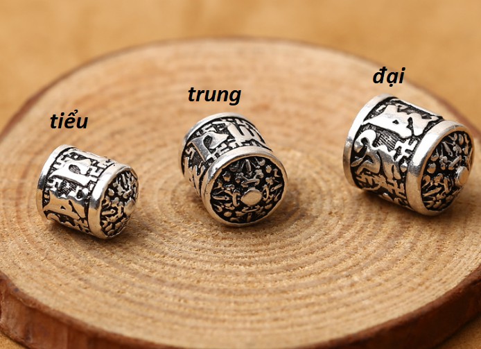 CHARM NẮP BỊT ĐẦU GỖ , DÂY - KHẮC OM MANI PADME HUM - PKB651 - Loại Tiểu