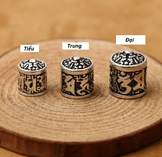 CHARM NẮP BỊT ĐẦU GỖ , DÂY - KHẮC OM MANI PADME HUM - PKB651 - Loại Tiểu