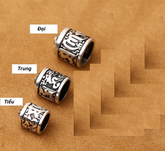 CHARM NẮP BỊT ĐẦU GỖ , DÂY - KHẮC OM MANI PADME HUM - PKB651 - Loại Tiểu