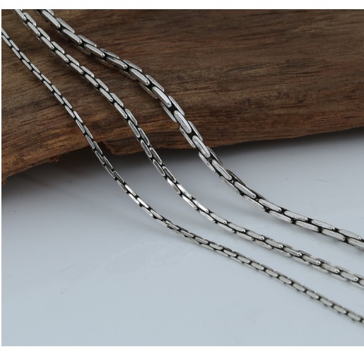 DÂY CHUYỀN BẠC THÁI XẾP KHỐI QUÍ PHÁI - 60CM - VC118