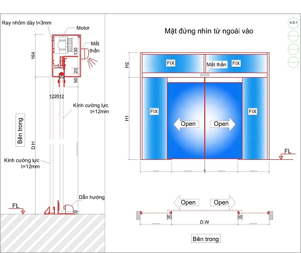 Cấu tạo và nguyên lý hoạt động cửa kính cường lực tự động