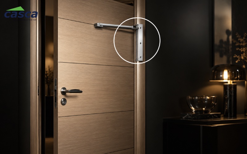 Bản lề cửa tự động giúp cánh cửa mở quay và trở về vị trí đóng ổn định