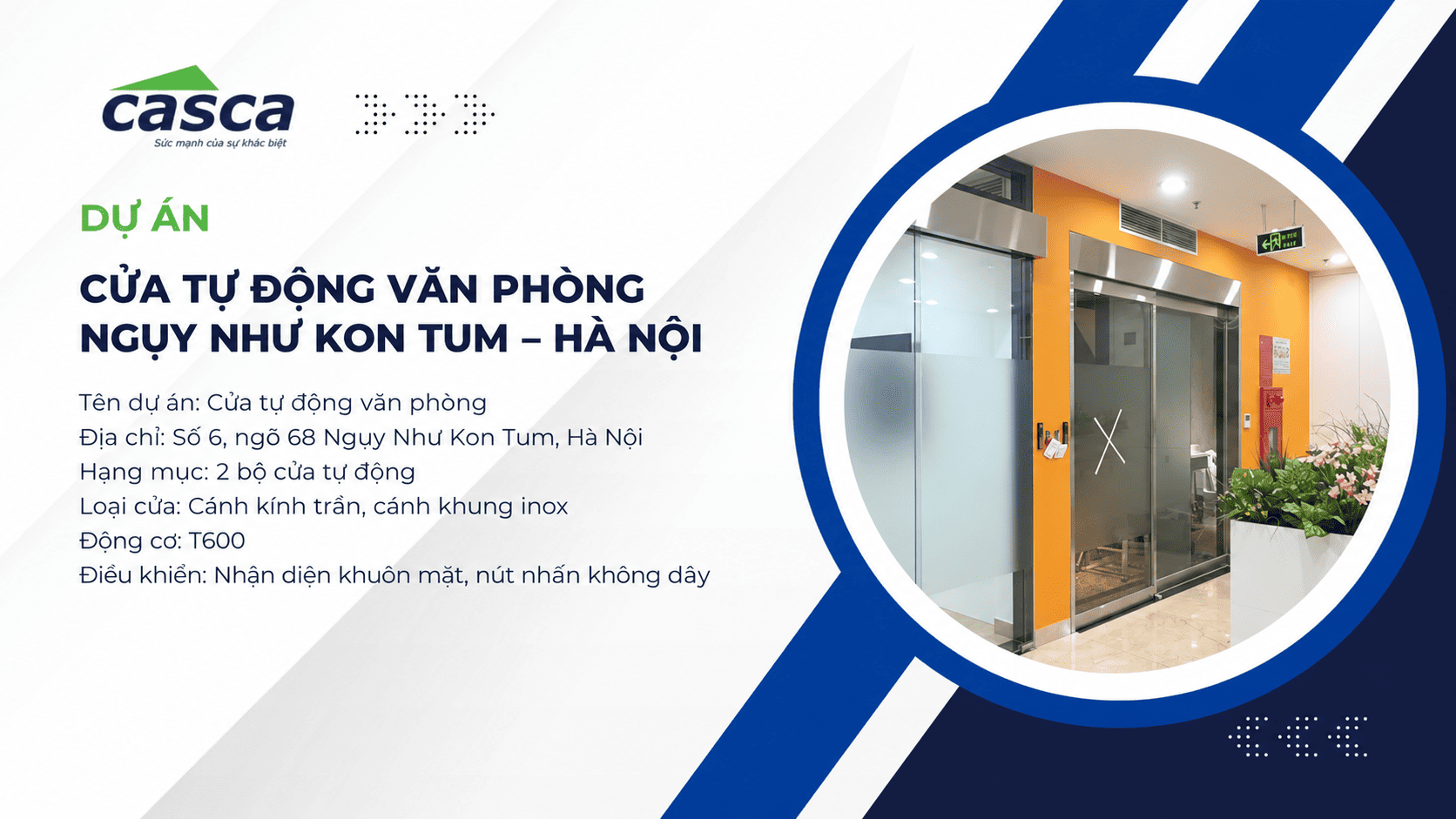 Dự án lắp đặt 2 bộ cửa tự động KODO T600 cho văn phòng