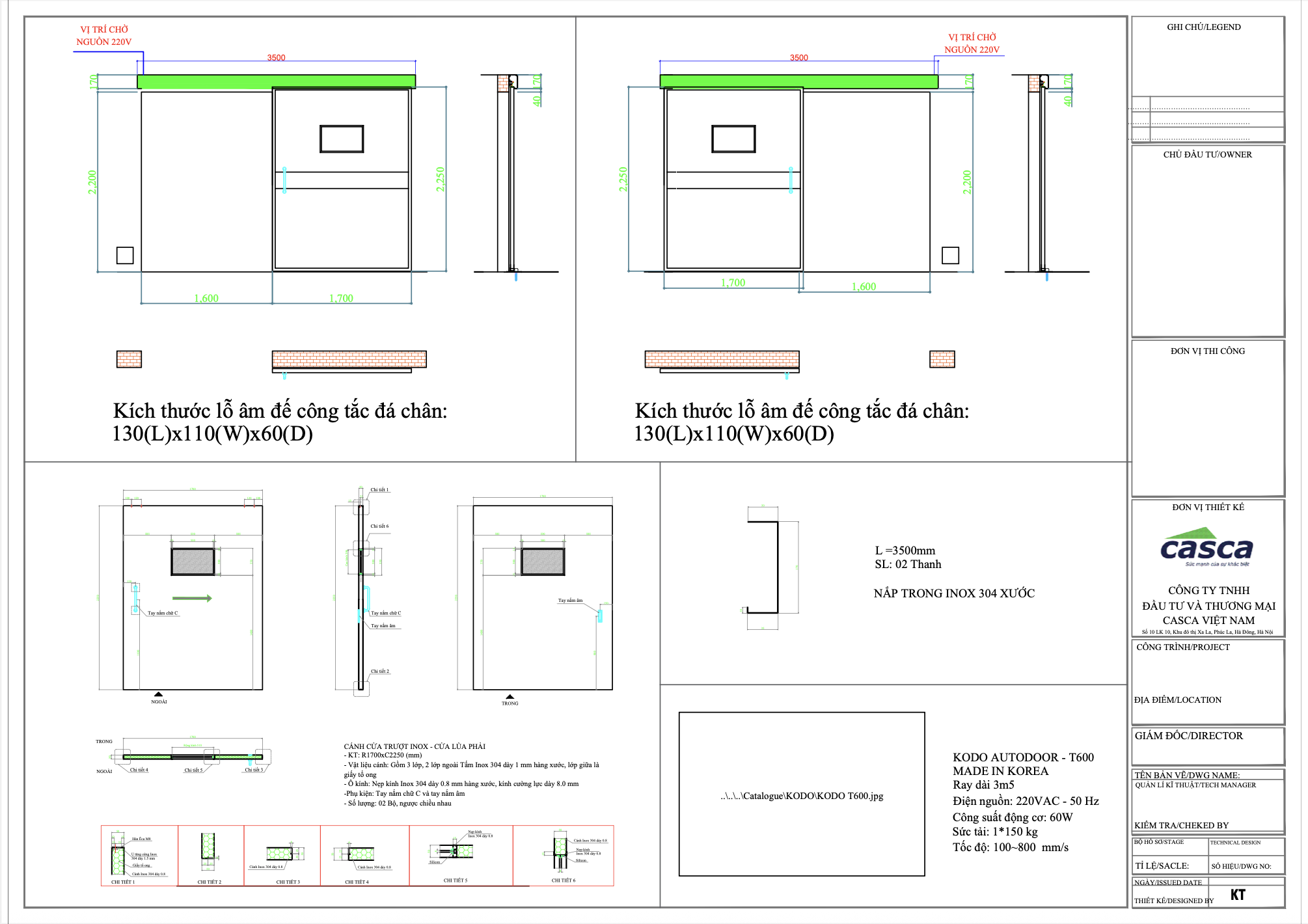 Bản vẽ dự án cửa tự động tại Trung tâm Y tế xã Vĩnh Thạnh