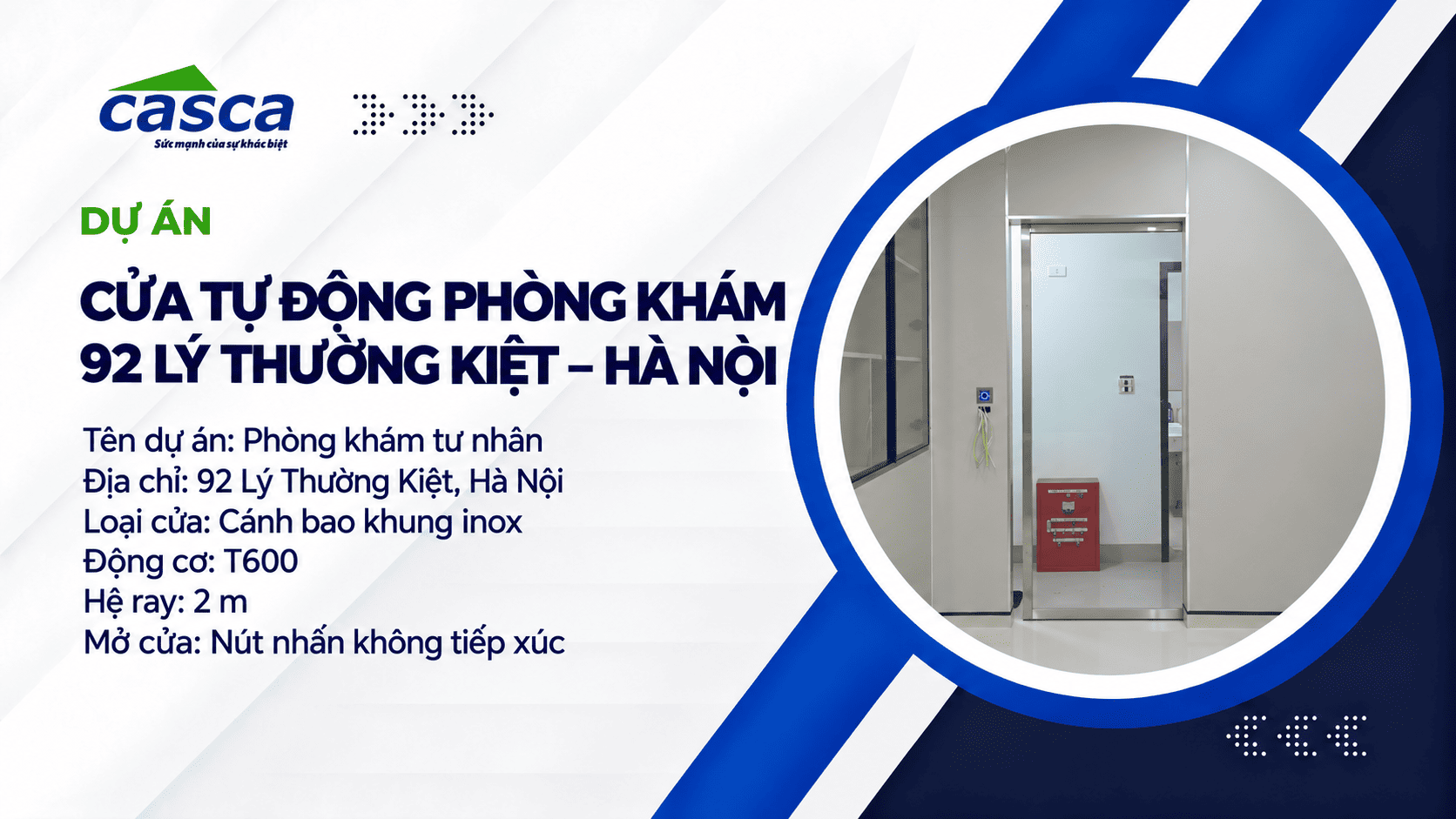 Dự án lắp đặt cửa tự động phòng khám tại 92 Lý Thường Kiệt, Hà Nội