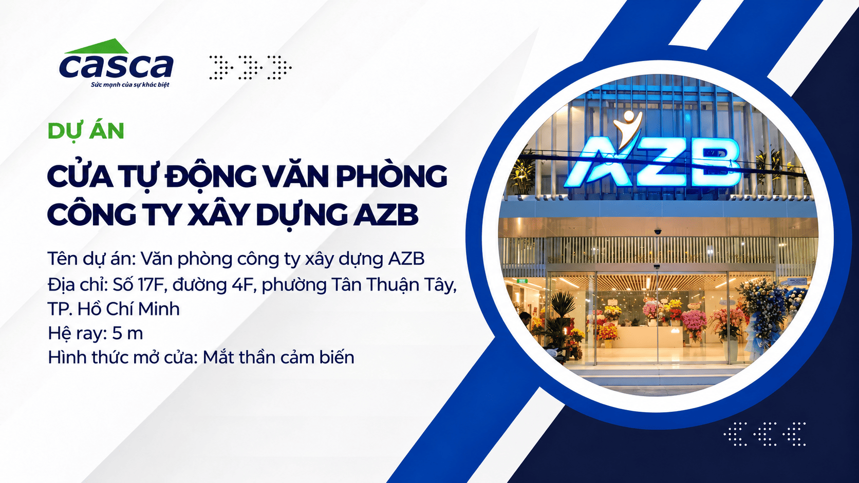 Dự án lắp đặt cửa tự động tại văn phòng Công ty Xây dựng AZB, TP. Hồ Chí Minh