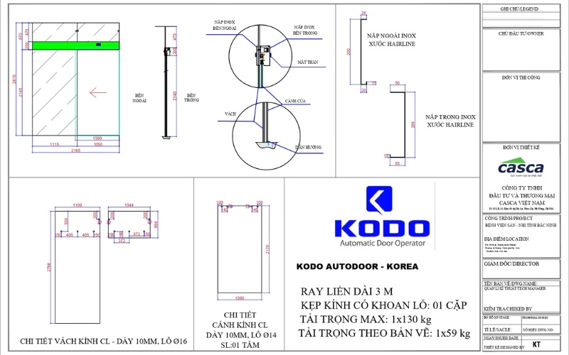 Bản thiết kế cửa tự động KODO của CASCA Việt Nam
